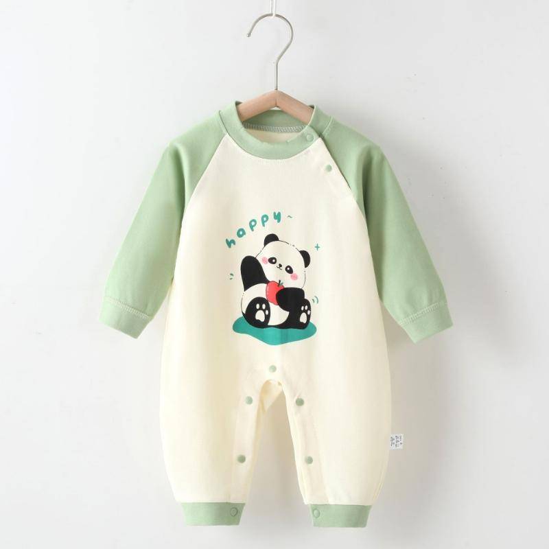 Baby Body aus gekämmter Baumwolle Langarm Säuglings-Jumpsuit Tier-Strampler Unisex Thermounterwäsche Druckknopfverschluss Weicher Neugeborenen-Einteiler Winter Warmes Outfit 59cm von Joom DACH