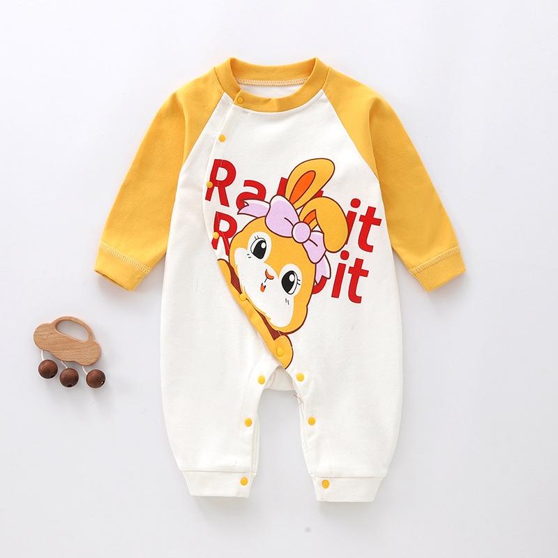 Baby Body aus gekämmter Baumwolle Langarm Säuglings-Jumpsuit Tier-Strampler Unisex Thermounterwäsche Druckknopfverschluss Weicher Neugeborenen-Einteiler Winter Warmes Outfit 66cm von Joom DACH