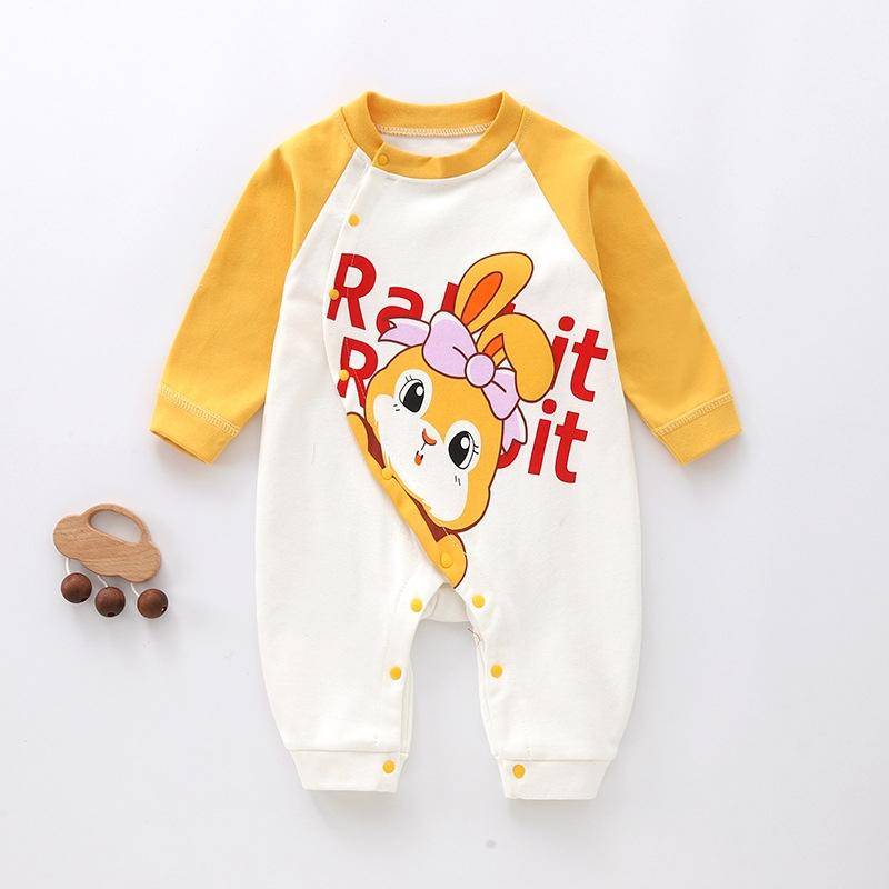 Baby Body aus gekämmter Baumwolle Langarm Säuglings-Jumpsuit Tier-Strampler Unisex Thermounterwäsche Druckknopfverschluss Weicher Neugeborenen-Einteiler Winter Warmes Outfit 66cm von Joom DACH
