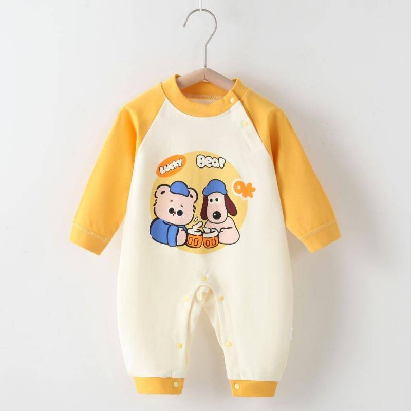 Baby Body aus gekämmter Baumwolle Langarm Säuglings-Jumpsuit Tier-Strampler Unisex Thermounterwäsche Druckknopfverschluss Weicher Neugeborenen-Einteiler Winter Warmes Outfit 80cm von Joom DACH