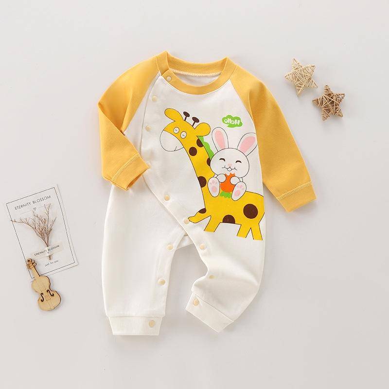 Baby Body aus gekämmter Baumwolle Langarm Säuglings-Jumpsuit Tier-Strampler Unisex Thermounterwäsche Druckknopfverschluss Weicher Neugeborenen-Einteiler Winter Warmes Outfit 80cm von Joom DACH