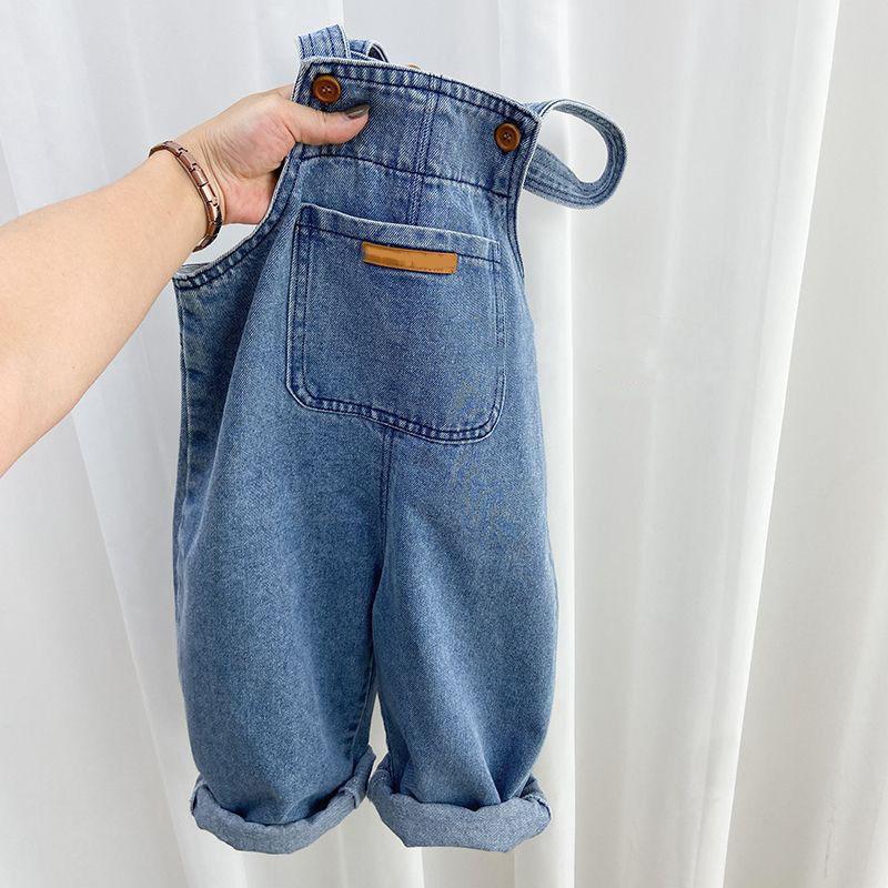 Baby Boy Solide Denim Overalls Kind Jean Hosen Infant Overall Kinder Kleidung der Kinder Overalls Herbst Mädchen Outfits 110cm blau von Joom DACH