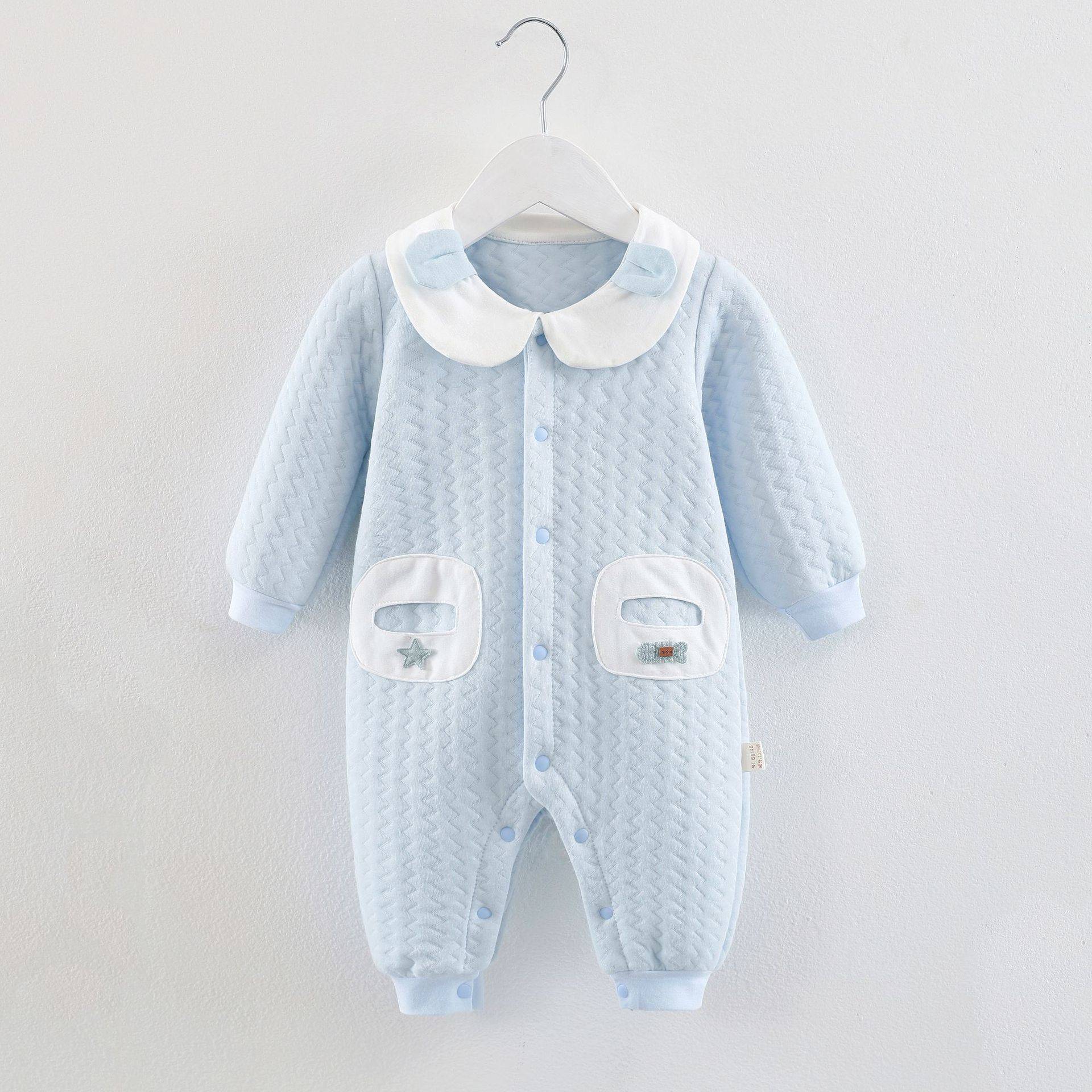 Baby Casual Einteiler Langarm Wickel Baumwolle Strampler Babykleidung 59 blau von Joom DACH