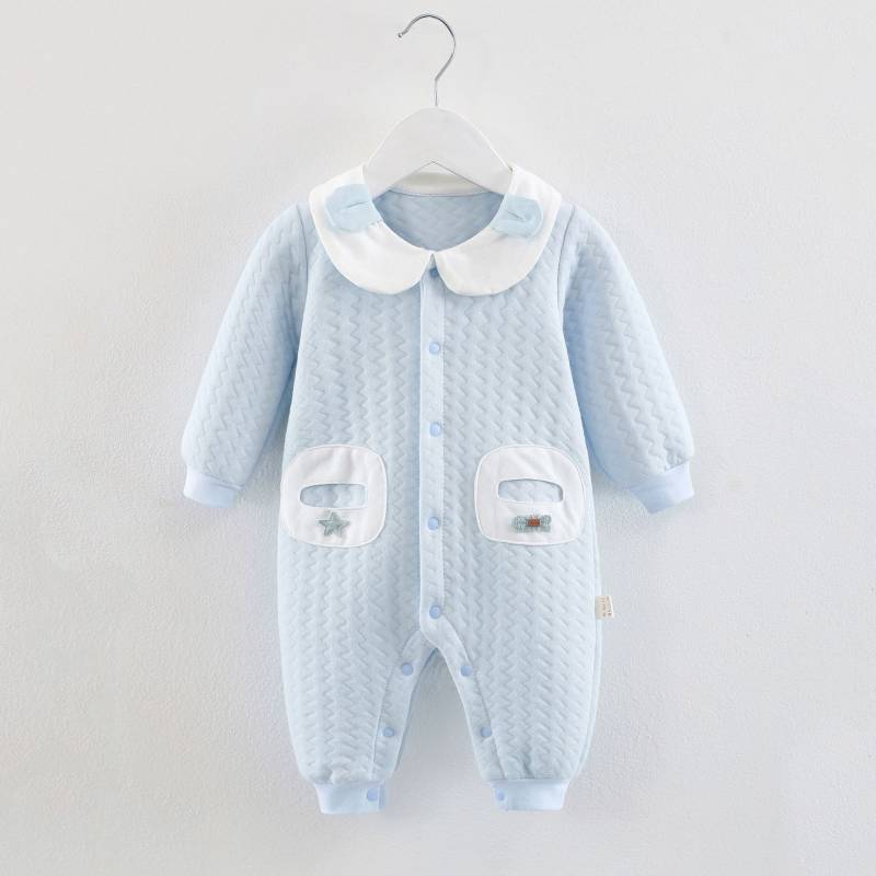 Baby Casual Einteiler Langarm Wickel Baumwolle Strampler Babykleidung 59 blau von Joom DACH
