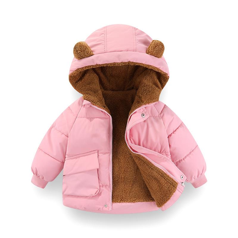 Baby Daunenjacke Herbst und Winter Kinder Daunenjacke Jungen und Mädchen im koreanischen Stil warme Baumwolljacke 110cm rosa von Joom DACH