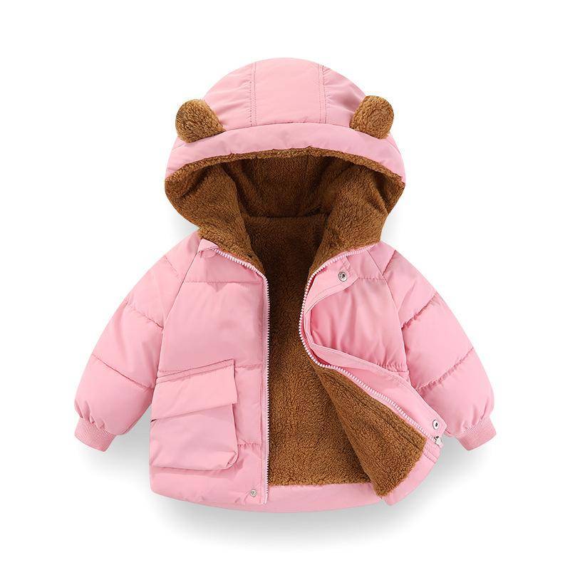Baby Daunenjacke Herbst und Winter Kinder Daunenjacke Jungen und Mädchen im koreanischen Stil warme Baumwolljacke 110cm rosa von Joom DACH