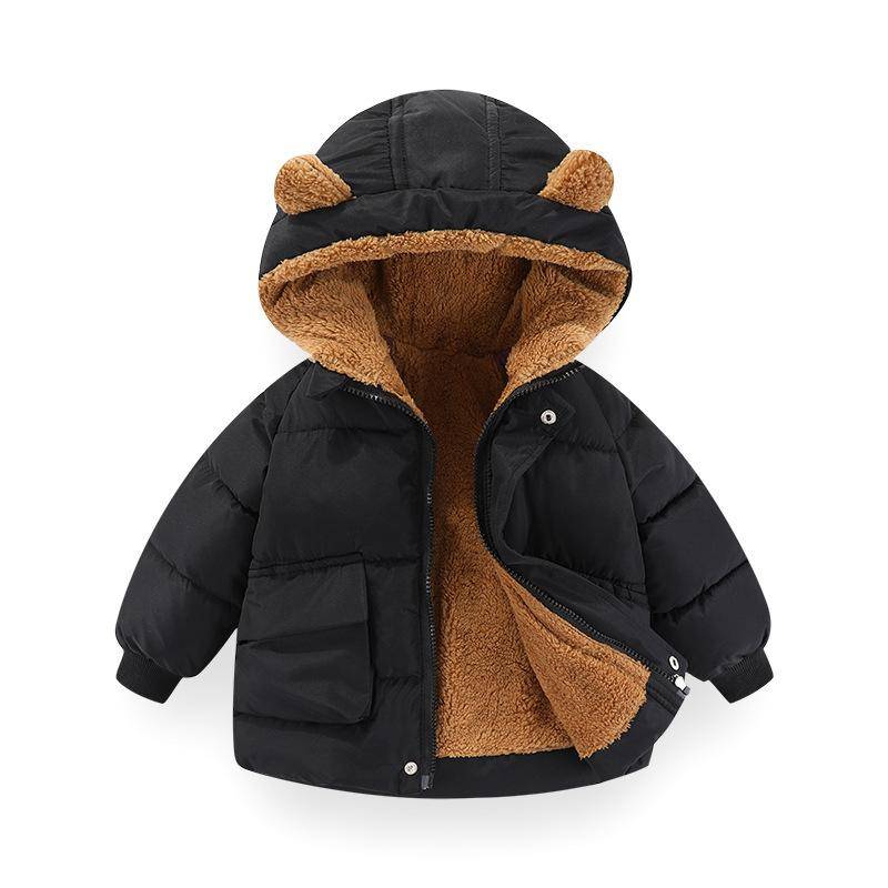 Baby Daunenjacke Herbst und Winter Kinder Daunenjacke Jungen und Mädchen im koreanischen Stil warme Baumwolljacke 130cm schwarz von Joom DACH