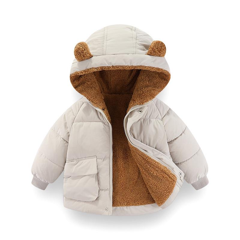 Baby Daunenjacke Herbst und Winter Kinder Daunenjacke Jungen und Mädchen im koreanischen Stil warme Baumwolljacke 90cm weiß von Joom DACH