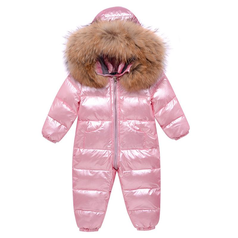 Baby Einteiler Daunenjacke Neugeborenen Baby Strampler Kuschelkleidung Jungen und Mädchen Baby Gehen Sie raus um es warm zu halten Winter Krabbelkleidung 100cm rosa von Joom DACH