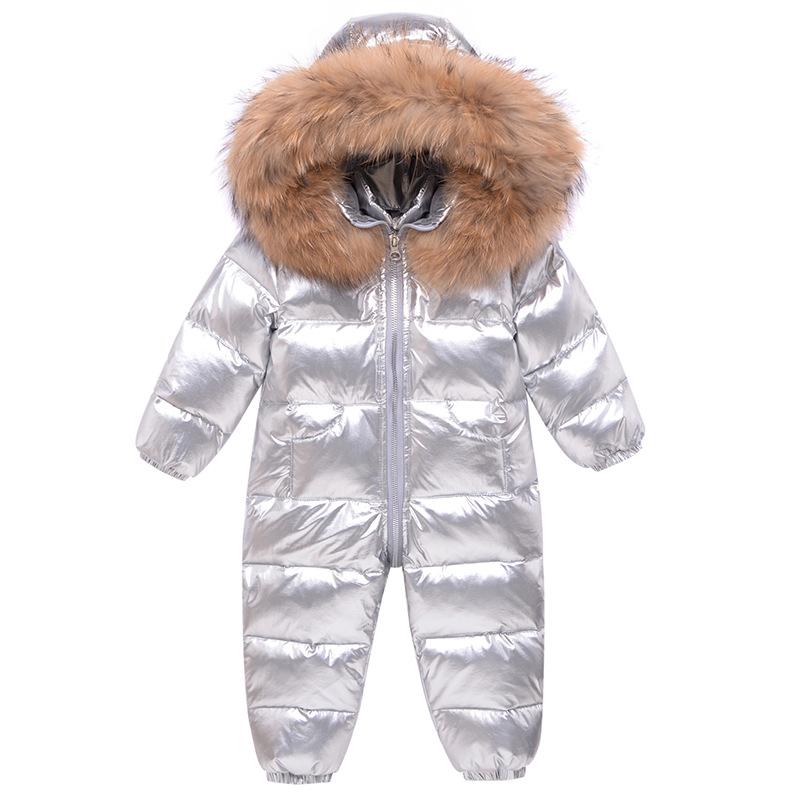 Baby Einteiler Daunenjacke Neugeborenen Baby Strampler Kuschelkleidung Jungen und Mädchen Baby Gehen Sie raus um es warm zu halten Winter Krabbelkleidung 100cm silber von Joom DACH