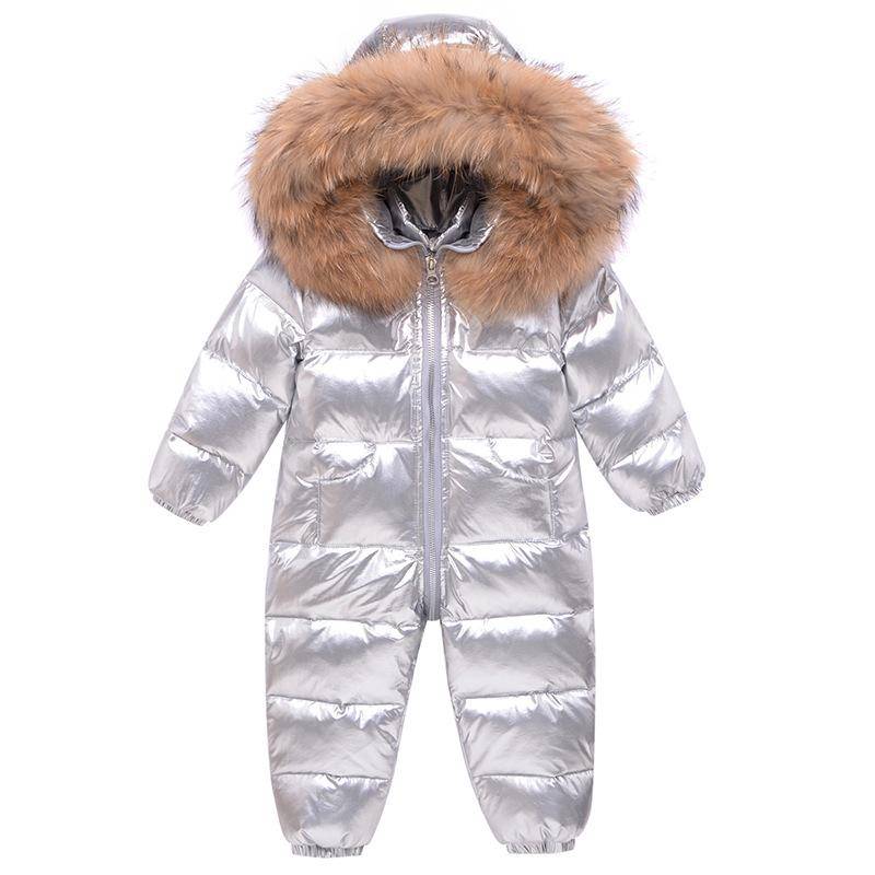 Baby Einteiler Daunenjacke Neugeborenen Baby Strampler Kuschelkleidung Jungen und Mädchen Baby Gehen Sie raus um es warm zu halten Winter Krabbelkleidung 100cm silber von Joom DACH