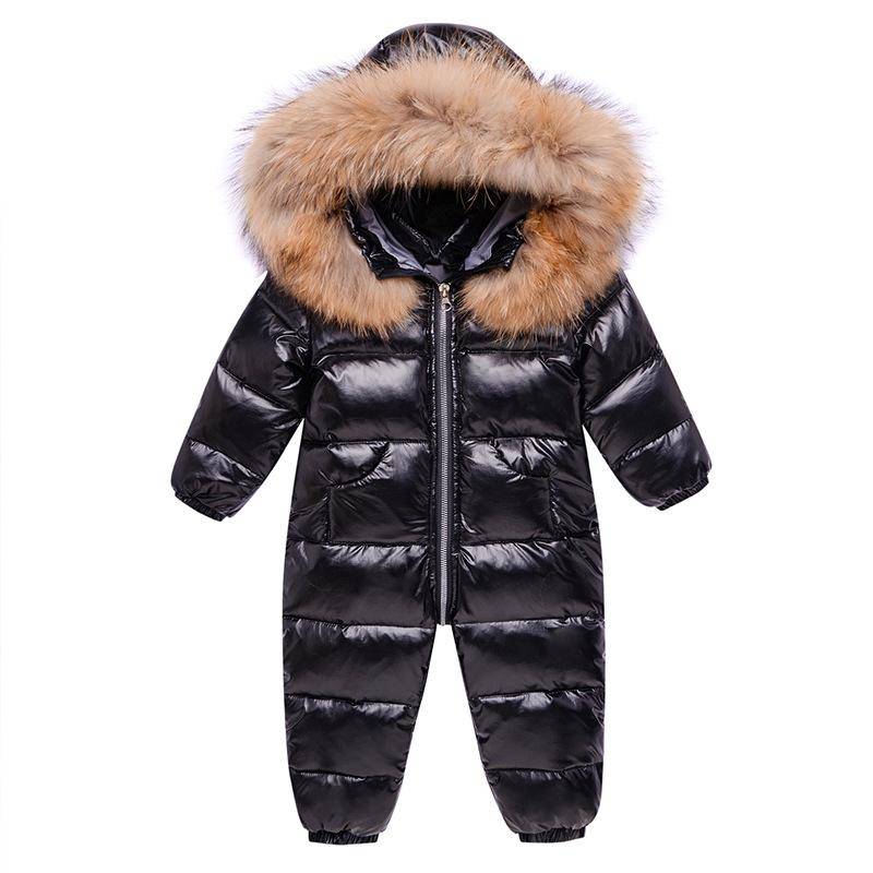 Baby Einteiler Daunenjacke Neugeborenen Baby Strampler Kuschelkleidung Jungen und Mädchen Baby Gehen Sie raus um es warm zu halten Winter Krabbelkleidung 90cm schwarz von Joom DACH
