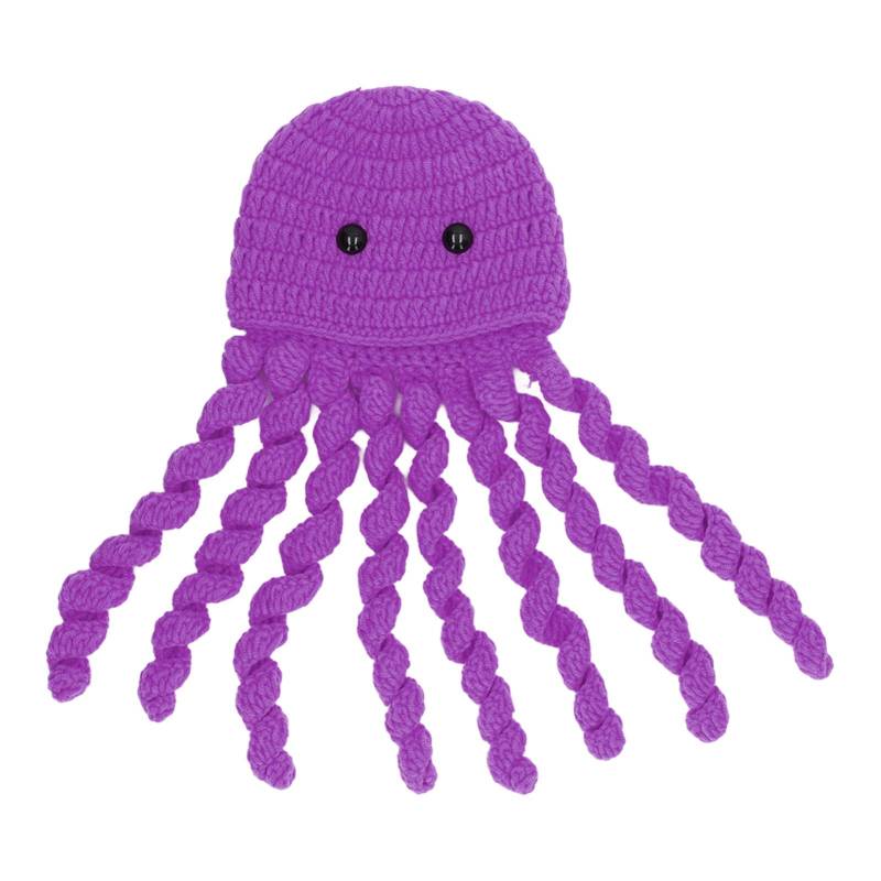 Baby Fotografie Hut Handgefertigt Niedlich Lustig Oktopus Tier Gestrickter Hut für Foto Requisite Alltagskleidung violett von Joom DACH