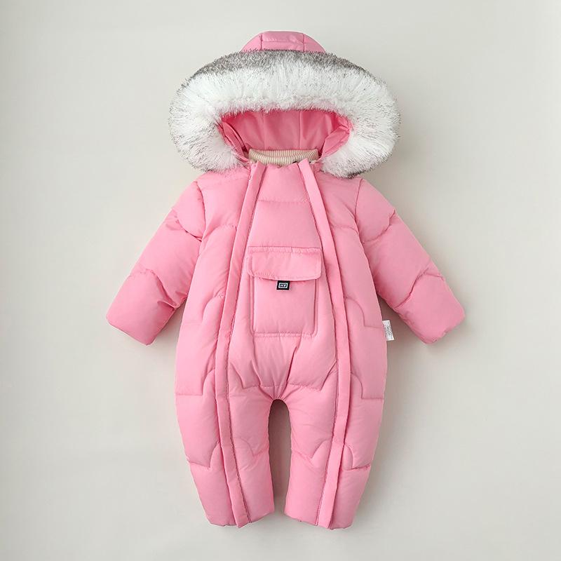 Baby Jumpsuit Daunen Baumwolljacke für Jungen und Mädchen Verdicktes Säuglingsoutfit Warm und verdickt für Outdoor-Bekleidung Strampler 80 von Joom DACH