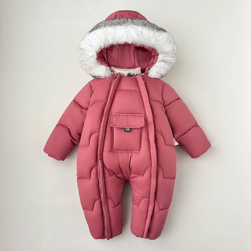 Baby Jumpsuit Daunen Baumwolljacke für Jungen und Mädchen Verdicktes Säuglingsoutfit Warm und verdickt für Outdoor-Bekleidung Strampler 80 rot von Joom DACH