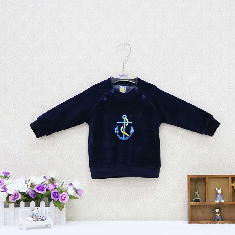 Baby Jungen Mädchen Langarm T-shirt Rundhals Tops Samt Winter Frühling Dicke Warme Hemd Tasten Kidswear Aapparel Sweatshirt Infant Kleidung 18M 12/18 von Joom DACH
