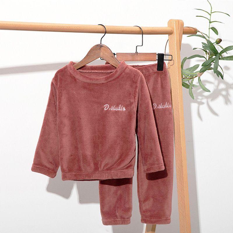 Baby Jungen Mädchen Winter Korallen Fleece Pyjama Sets Plus Samt Dicke Kind Nachtwäsche 2PCS Warme Hause Anzüge Kinder Kleidung 120cm rot von Joom DACH