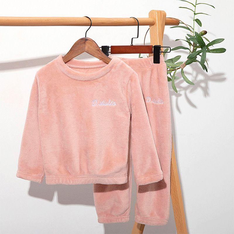 Baby Jungen Mädchen Winter Korallen Fleece Pyjama Sets Plus Samt Dicke Kind Nachtwäsche 2PCS Warme Hause Anzüge Kinder Kleidung 130cm rosa von Joom DACH