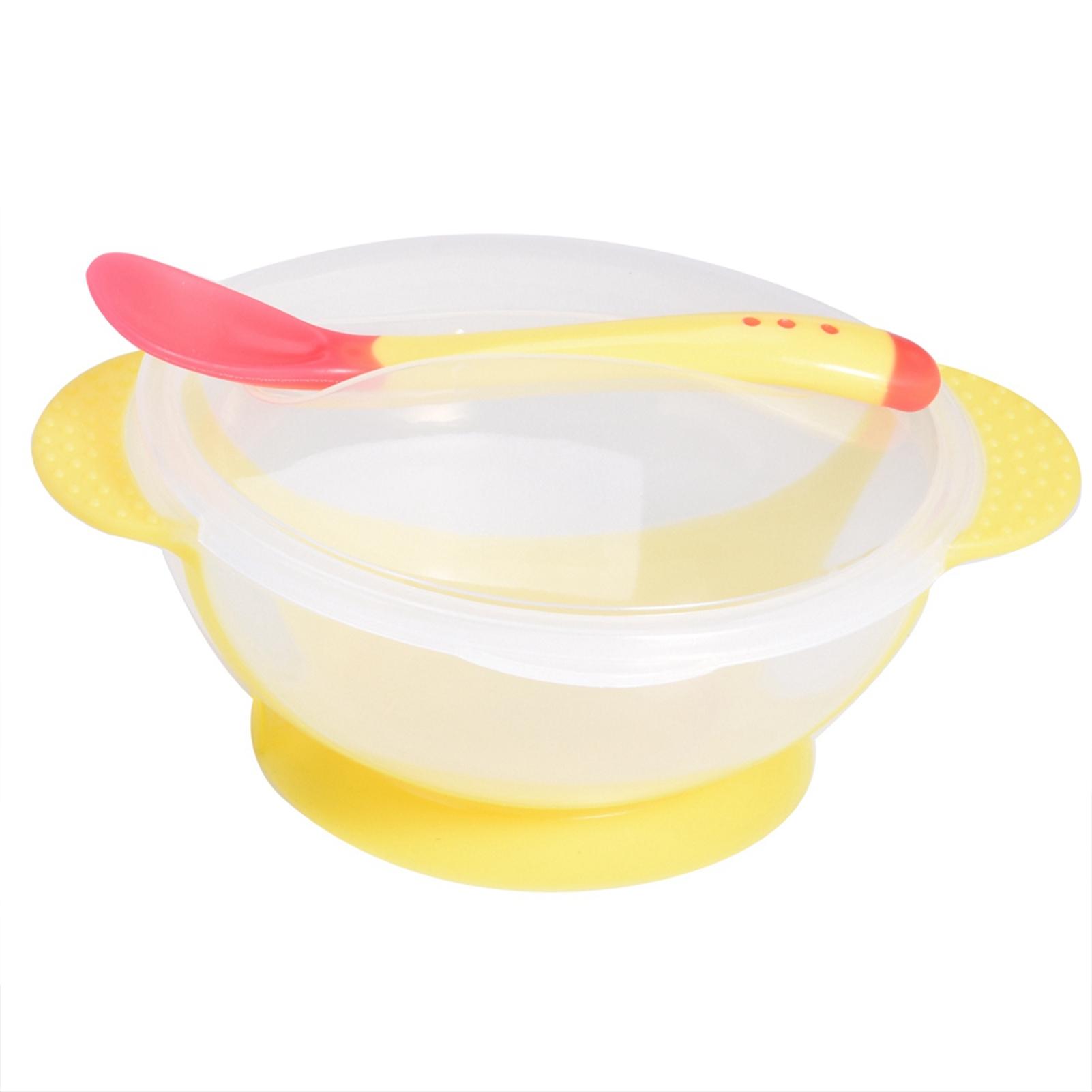 Baby Kinder Kinder rutschfeste Saugnapf Schüssel Fütterung Schalen Sensing Löffel Abdeckung gelb von Joom DACH