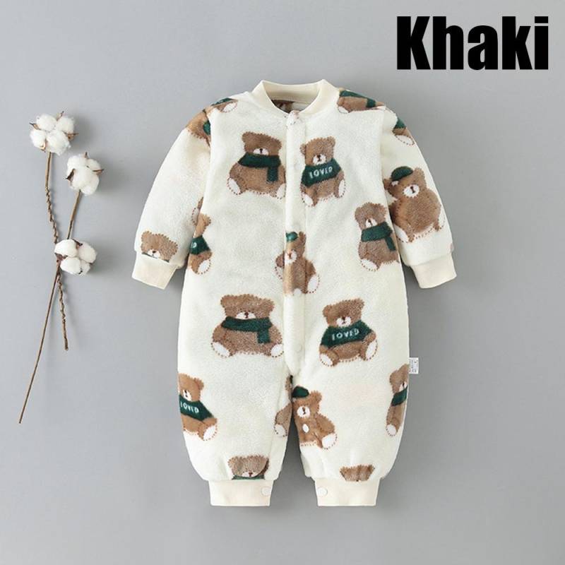 Baby Kleidung Herbst und Winter Baby Body Ins Kinder Pyjamas Flanell Creeper Cartoon Anzug 59cm khaki von Joom DACH