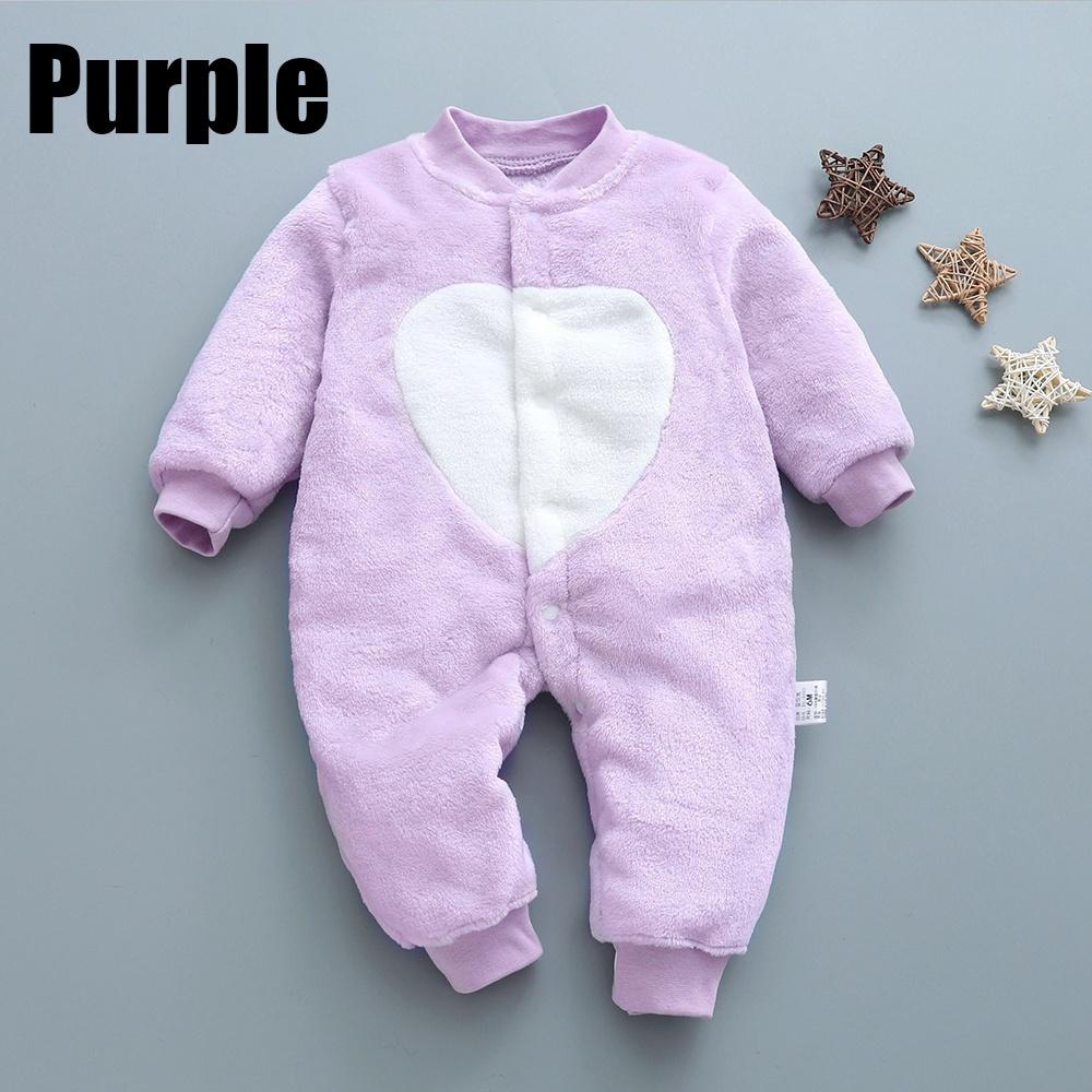 Baby Kleidung Herbst und Winter Baby Body Ins Kinder Pyjamas Flanell Creeper Cartoon Anzug 59cm violett von Joom DACH