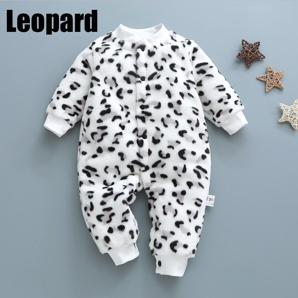 Baby Kleidung Herbst und Winter Baby Body Ins Kinder Pyjamas Flanell Creeper Cartoon Anzug 73cm Leo-Print von Joom DACH
