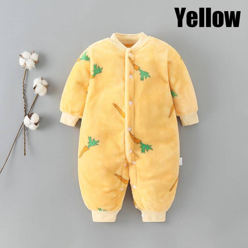 Baby Kleidung Herbst und Winter Baby Body Ins Kinder Pyjamas Flanell Creeper Cartoon Anzug 90cm gelb von Joom DACH