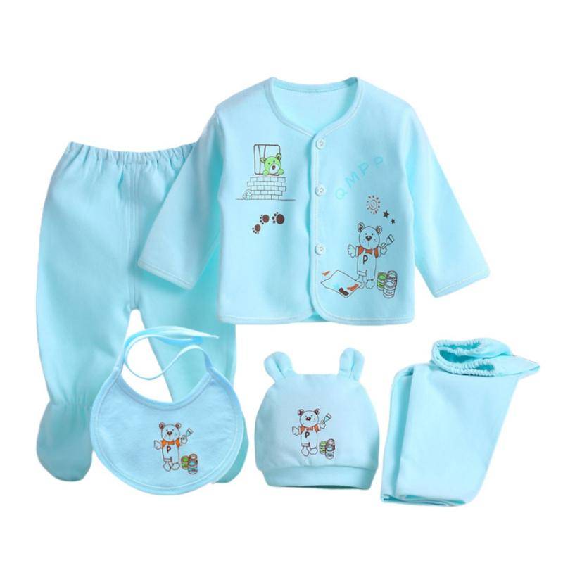 Baby Kleidung Set Neugeborene Jungen Mädchen Baumwolle Tops Hut Hosen Nachtwäsche Anzug Outfit One Size blau von Joom DACH