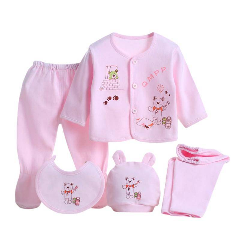 Baby Kleidung Set Neugeborene Jungen Mädchen Baumwolle Tops Hut Hosen Nachtwäsche Anzug Outfit One Size rosa von Joom DACH