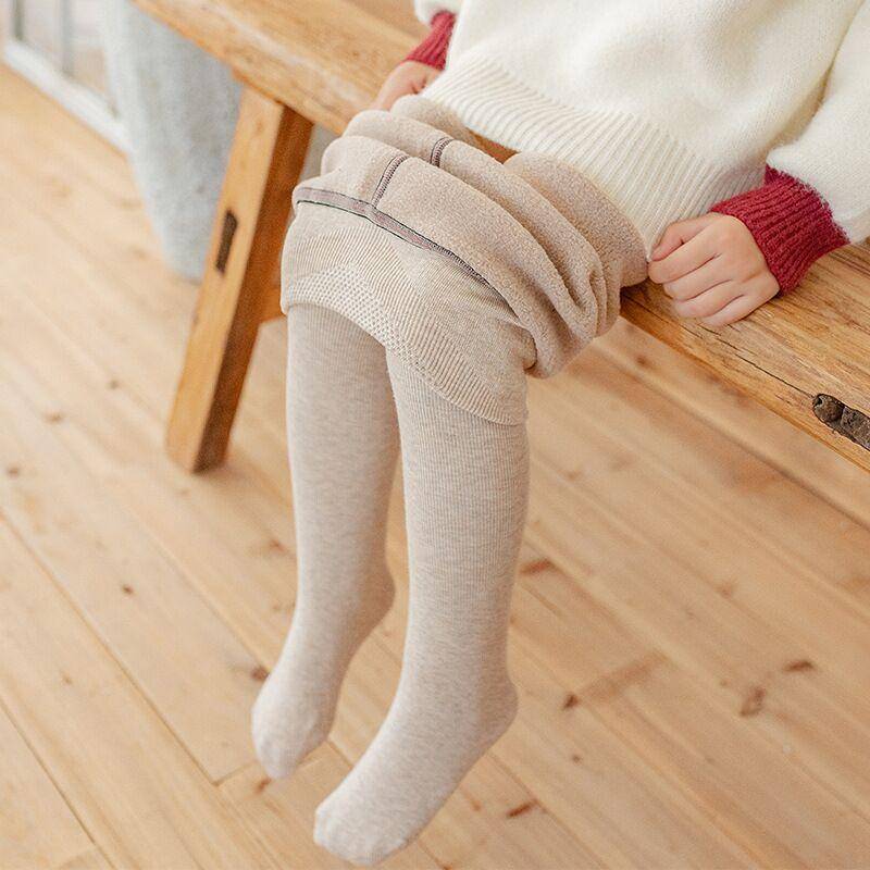 Baby Kleinkind Kinder Mädchen Warme Strumpfhosen Samt Gefüttert Kinder Strümpfe Fleece Leggings 2-15 Jahre XL beige von Joom DACH