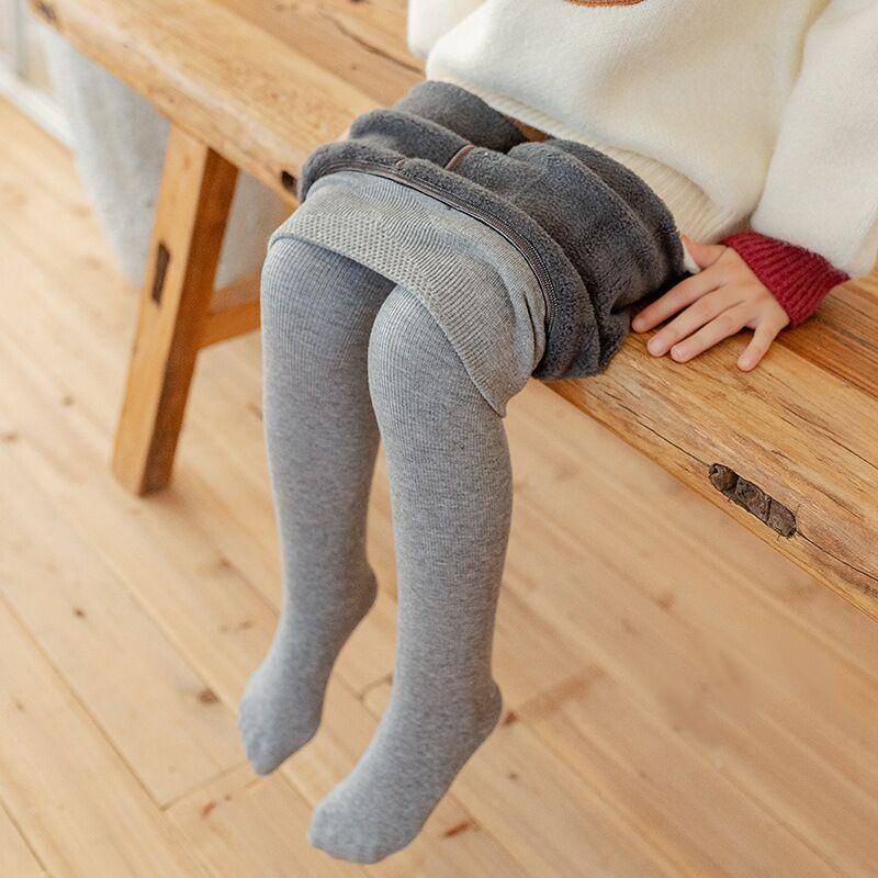 Baby Kleinkind Kinder Mädchen Warme Strumpfhosen Samt Gefüttert Kinder Strümpfe Fleece Leggings 2-15 Jahre XL grau von Joom DACH
