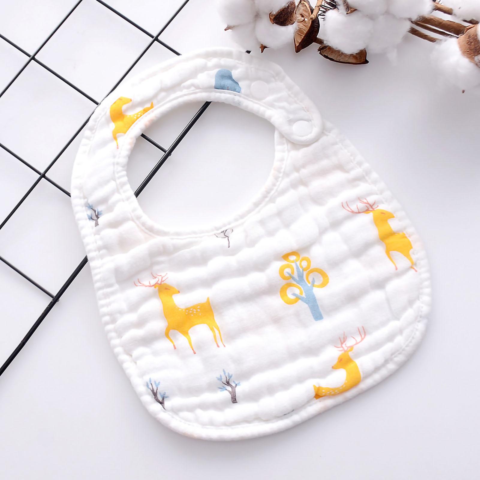 Baby Lätzchen U-Form Baumwolle Niedlicher Cartoon-Druck Verstellbarer Druckknopf Fütterung Speichelschutz für Säuglinge Kleinkinder von Joom DACH