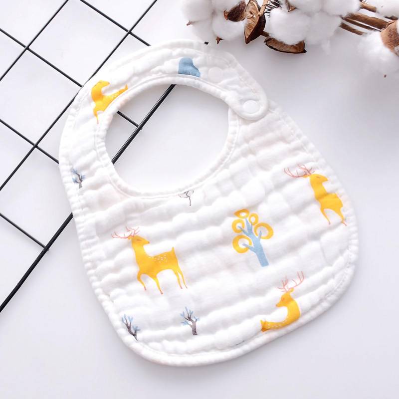 Baby Lätzchen U-Form Baumwolle Niedlicher Cartoon-Druck Verstellbarer Druckknopf Fütterung Speichelschutz für Säuglinge Kleinkinder von Joom DACH