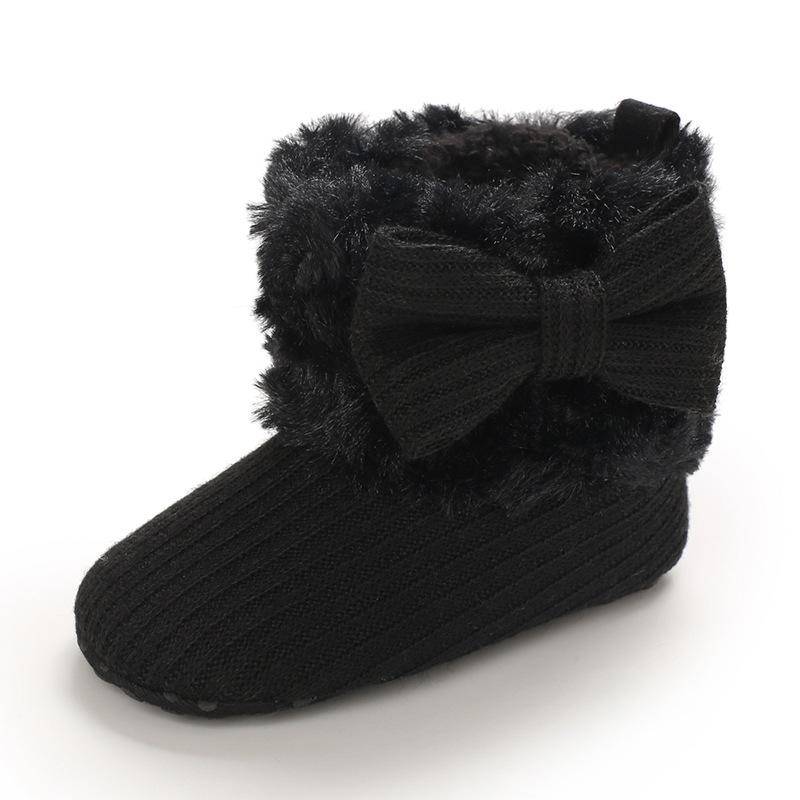 Baby Mädchen Baumwollschuhe 0-1 Jahre alt Winter Samt Prinzessin Schuhe warm und verdickt 3-6-9-12 Inner length 11CM/63g schwarz von Joom DACH