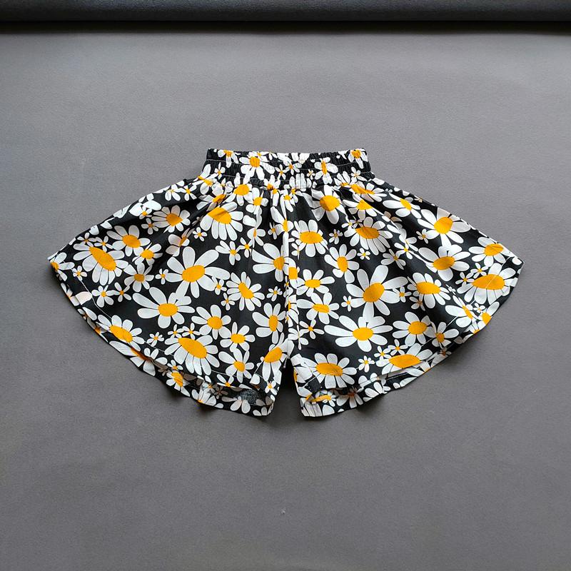 Baby-Mädchen-Blumen-Culottes, Sommer-Süße, modische Kinder-Hotpants mit weitem Bein und Blumenmuster, Kinder-Mädchen-Mini-Shorts 130 schwarz von Joom DACH