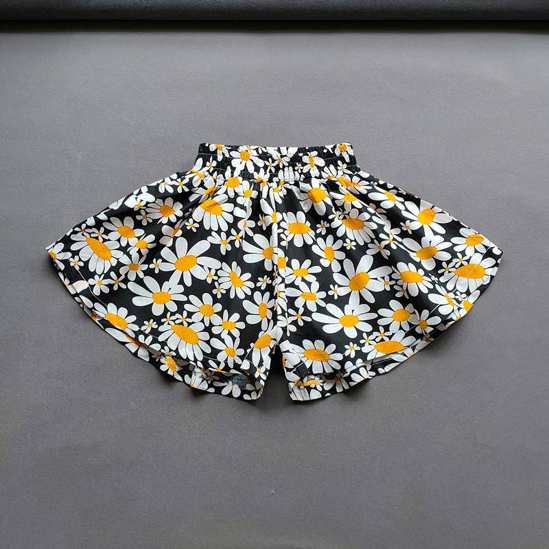 Baby-Mädchen-Blumen-Culottes, Sommer-Süße, modische Kinder-Hotpants mit weitem Bein und Blumenmuster, Kinder-Mädchen-Mini-Shorts 130 schwarz von Joom DACH