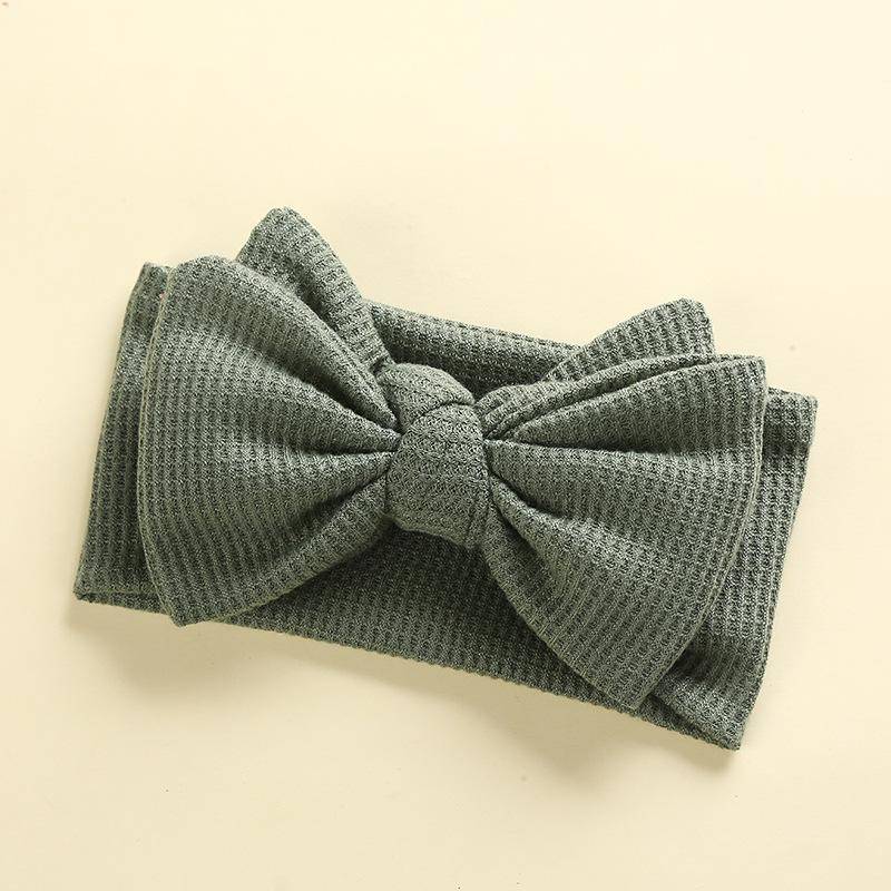Baby Mädchen Haarschmuck Baby Stirnband Neugeborene Kinder Kopfbedeckung Strick Große Schleife Doppellagig Kinder Haarband Turban Kopfschmuck von Joom DACH