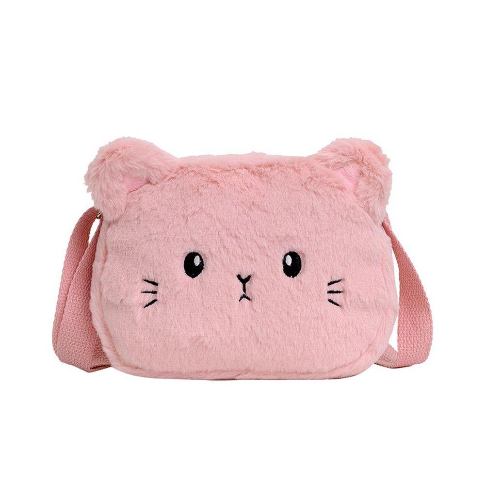 Baby Mädchen Handtaschen Geldbörse Niedliche Messenger Kleine Taschen Umhängetasche Weiche Plüsch Tasche Cartoon Katze rosa von Joom DACH