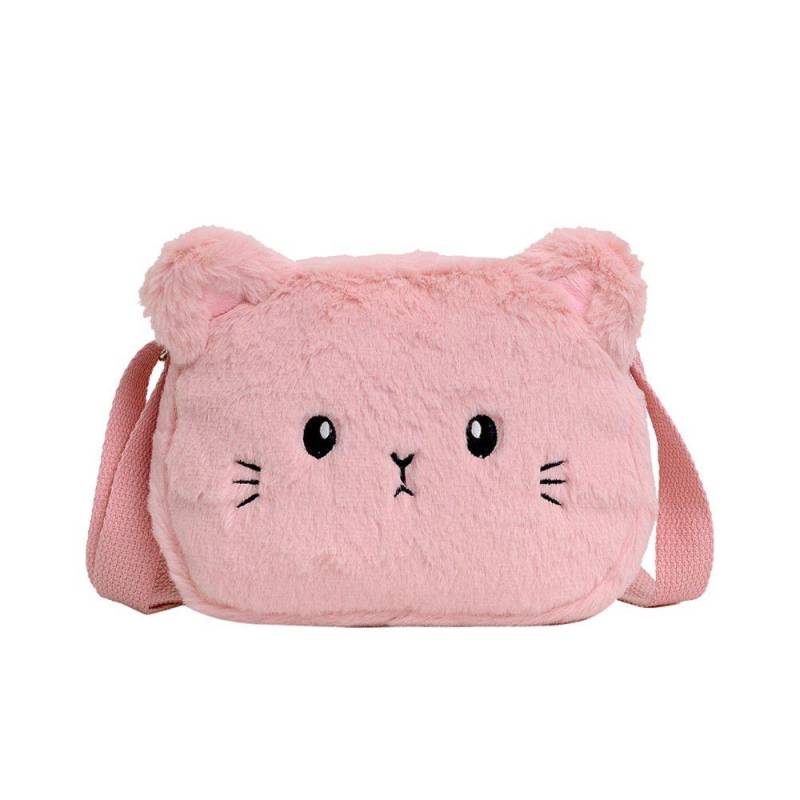 Baby Mädchen Handtaschen Geldbörse Niedliche Messenger Kleine Taschen Umhängetasche Weiche Plüsch Tasche Cartoon Katze rosa von Joom DACH