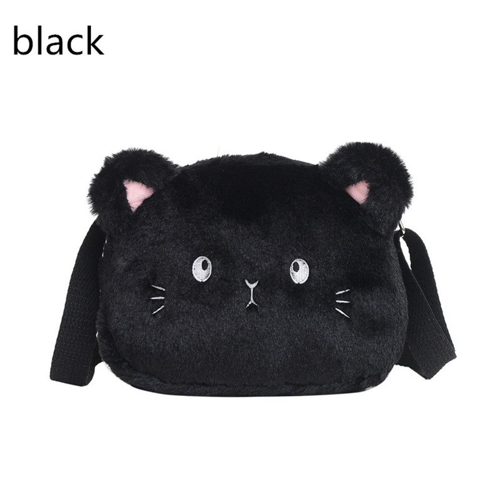 Baby Mädchen Handtaschen Geldbörse Niedliche Messenger Kleine Taschen Umhängetasche Weiche Plüsch Tasche Cartoon Katze schwarz von Joom DACH