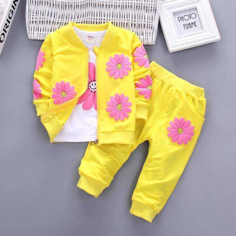 Baby Mädchen Herbst Print Set Mädchen Kleidung dreiteilige Kinderkleidung Mode Oberbekleidung 80cm von Joom DACH