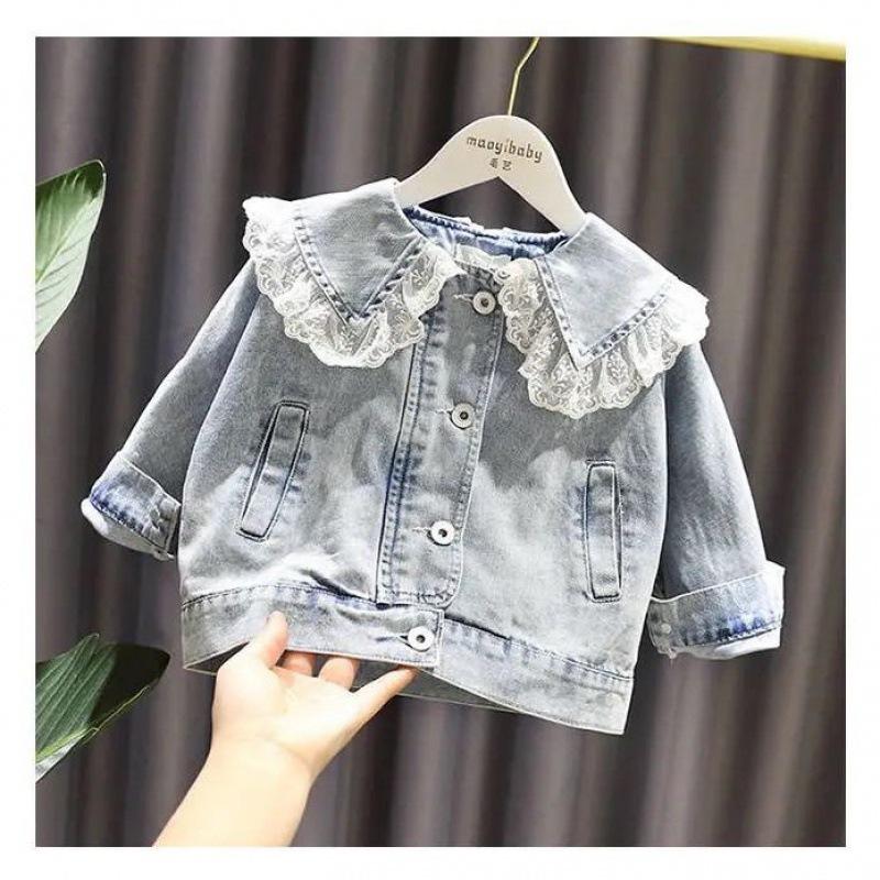 Baby Mädchen Jeansjacke Mode Kinder Jeansmantel für Mädchen Süßes Spitzendesign Prinzessin Oberbekleidung Kinderkleidung 80cm von Joom DACH