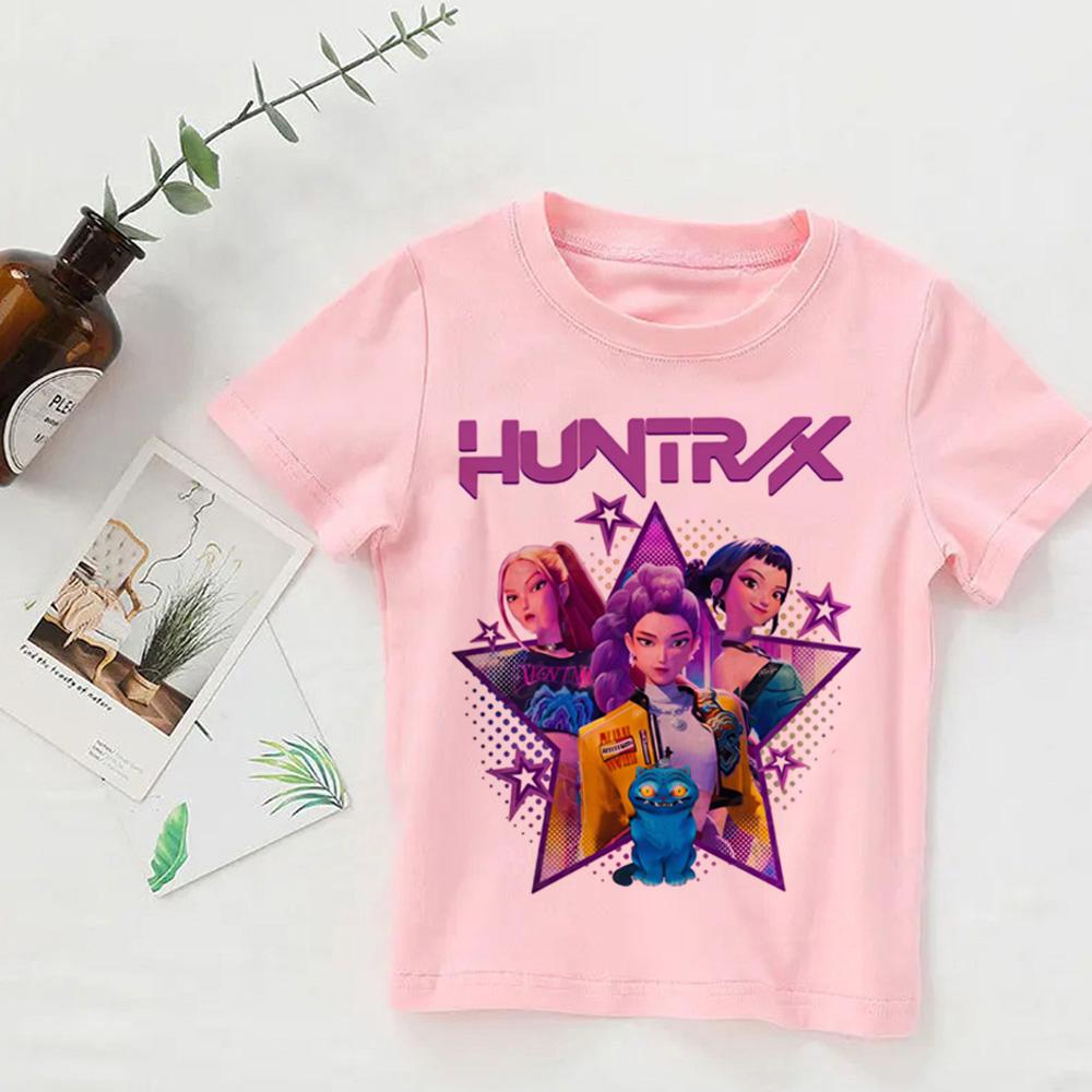 Baby Mädchen Jungen Kleidung KPop Demon Hunters 2025 Film Fans Geschenk Sommer T-Shirt Tops Cartoon Druck Cooles T-Shirt Kinder Harajuku Top 130 von Joom DACH