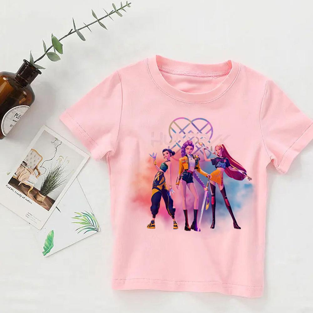 Baby Mädchen Jungen Kleidung KPop Demon Hunters 2025 Film Fans Geschenk Sommer T-Shirt Tops Cartoon Druck Cooles T-Shirt Kinder Harajuku Top 130 von Joom DACH
