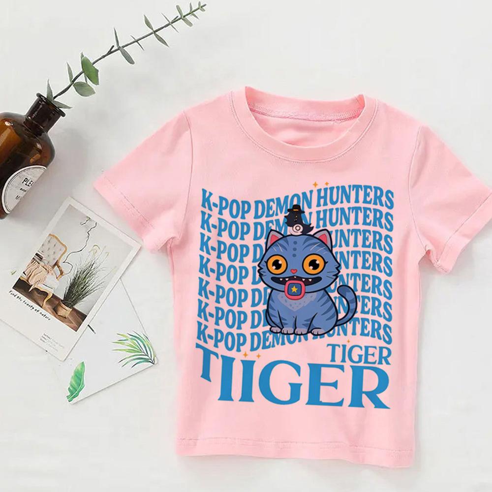 Baby Mädchen Jungen Kleidung KPop Demon Hunters 2025 Film Fans Geschenk Sommer T-Shirt Tops Cartoon Druck Cooles T-Shirt Kinder Harajuku Top 140 von Joom DACH