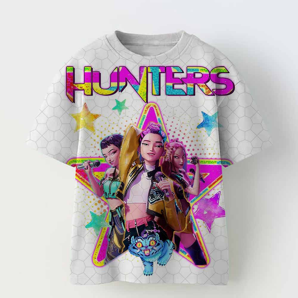 Baby Mädchen Jungen Kleidung KPop Demon Hunters 2025 Film Fans Geschenk Sommer T-Shirt Tops Cartoon Druck Cooles T-Shirt Kinder Harajuku Top 140 von Joom DACH