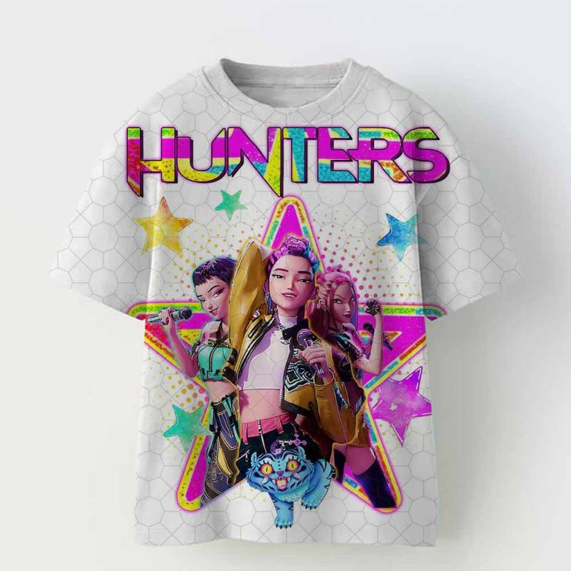 Baby Mädchen Jungen Kleidung KPop Demon Hunters 2025 Film Fans Geschenk Sommer T-Shirt Tops Cartoon Druck Cooles T-Shirt Kinder Harajuku Top 140 von Joom DACH
