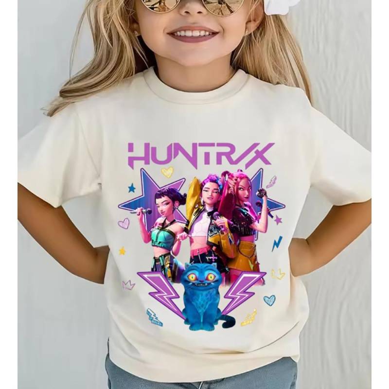 Baby Mädchen Kleidung Kpop Dämonenjäger Huntrix T-Shirt Lustiges Fan-Geschenk Harajuku Kinder T-Shirts Sommer Kurzarm Jungen T-Shirt Tops 130 von Joom DACH