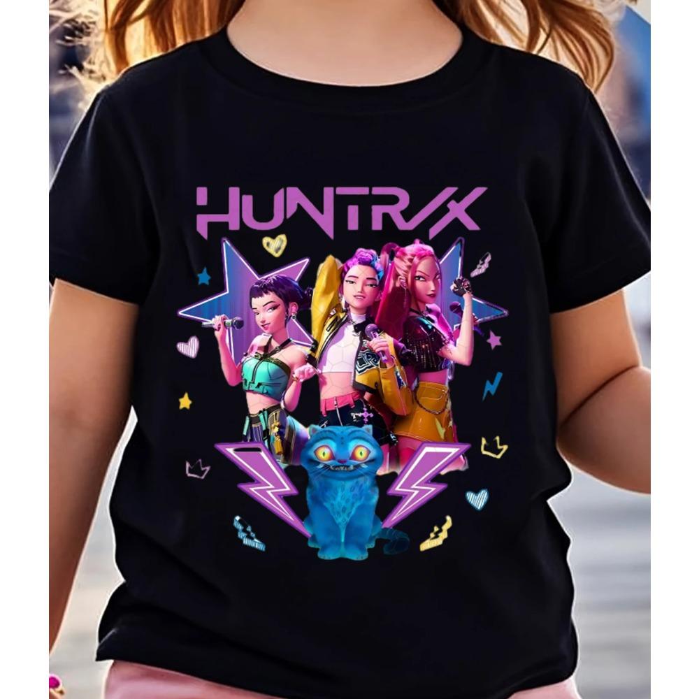 Baby Mädchen Kleidung Kpop Dämonenjäger Huntrix T-Shirt Lustiges Fan-Geschenk Harajuku Kinder T-Shirts Sommer Kurzarm Jungen T-Shirt Tops 150 von Joom DACH