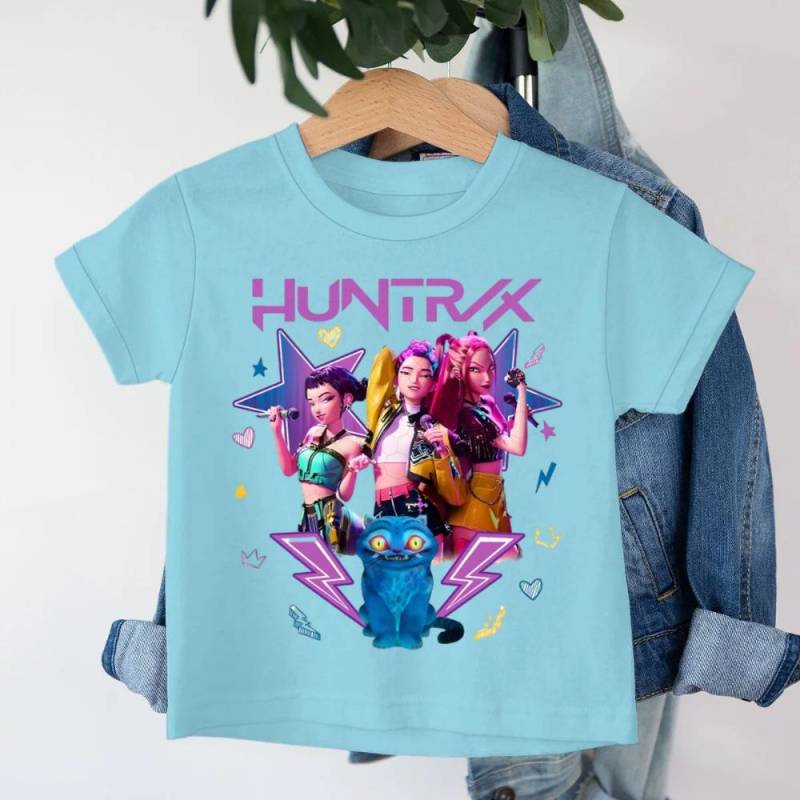 Baby Mädchen Kleidung Kpop Dämonenjäger Huntrix T-Shirt Lustiges Fan-Geschenk Harajuku Kinder T-Shirts Sommer Kurzarm Jungen T-Shirt Tops 150 von Joom DACH